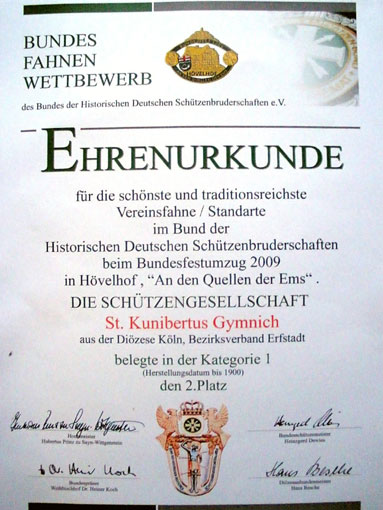 2009 ehrenurkunde fahne